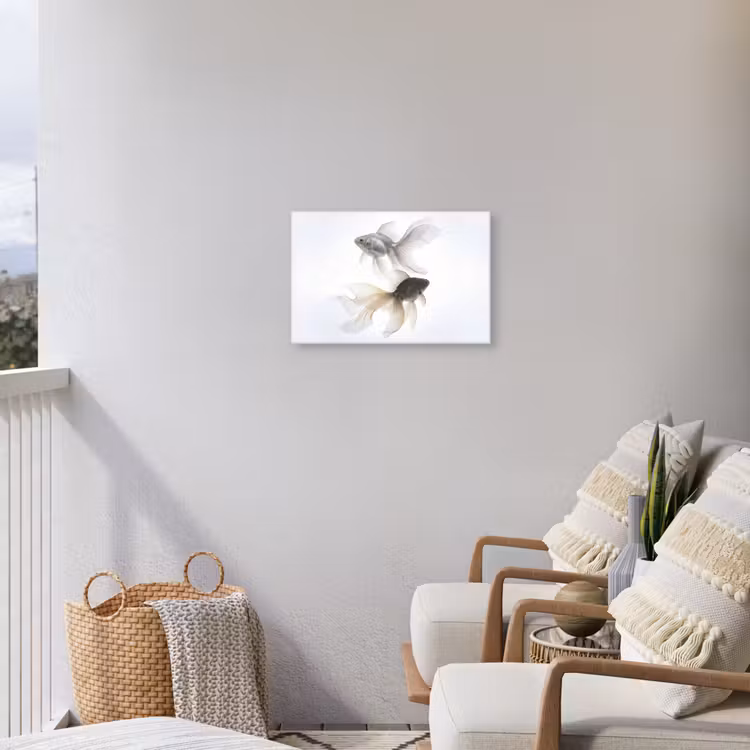 Goudvissen - Modern - Wit Tuinposter op houten frame 2 cm dik klein -sfeer1