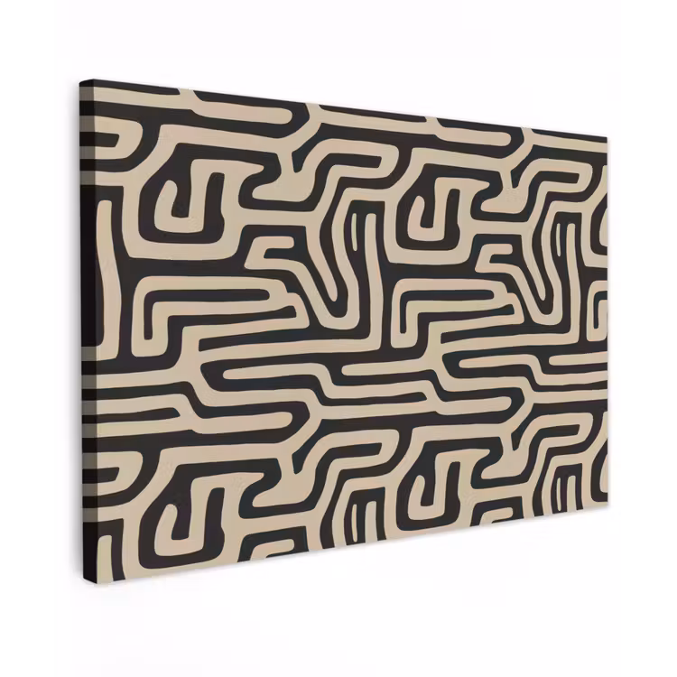Grafisch - Lijnen - Zwart Tuinposter op houten frame 2 cm dik klein 845 -3d
