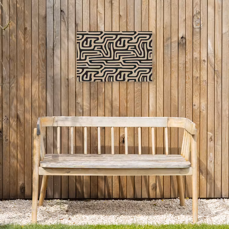 Grafisch - Lijnen - Zwart Tuinposter op houten frame 2 cm dik klein 845 -sfeer4