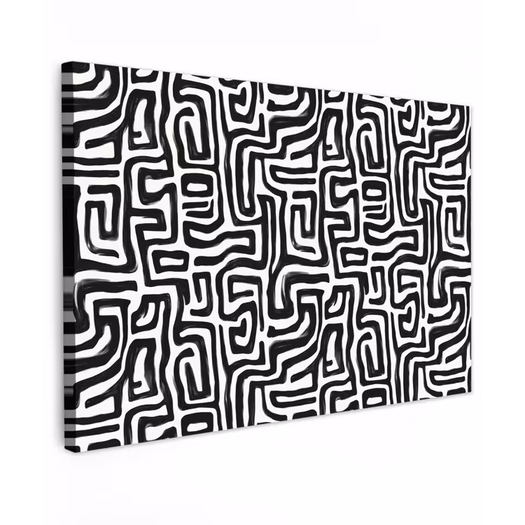 Grafisch - Lijnen - Zwart - Wit Tuinposter op houten frame 2 cm dik klein 845 -3d
