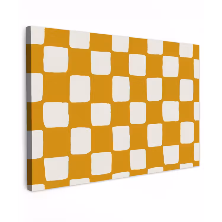 Grafisch - Patroon - Oker Tuinposter op houten frame 2 cm dik klein 845 -3d