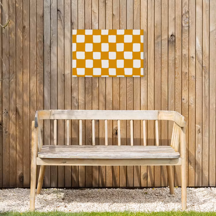 Grafisch - Patroon - Oker Tuinposter op houten frame 2 cm dik klein 845 -sfeer4