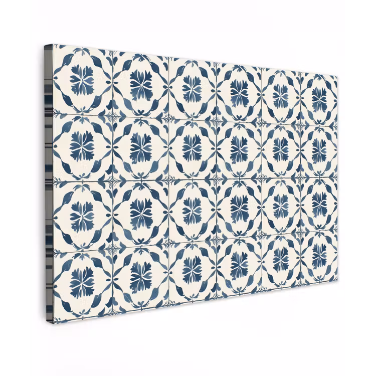 Grafisch - Tegel - Blauw Tuinposter op houten frame 2 cm dik klein 845 -3d