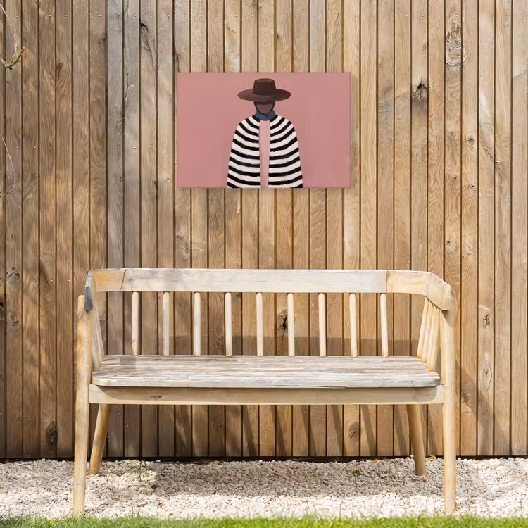 Grafisch - Vrouw - Roze Tuinposter op houten frame 2 cm dik klein -sfeer4