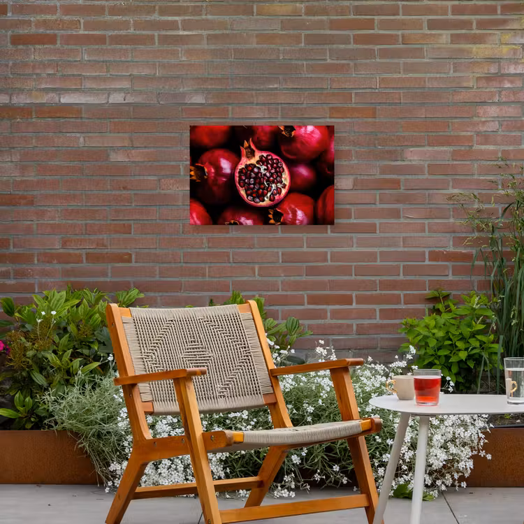 Granaatappel - Rood - Fruit Tuinposter op houten frame 2 cm dik klein -sfeer3
