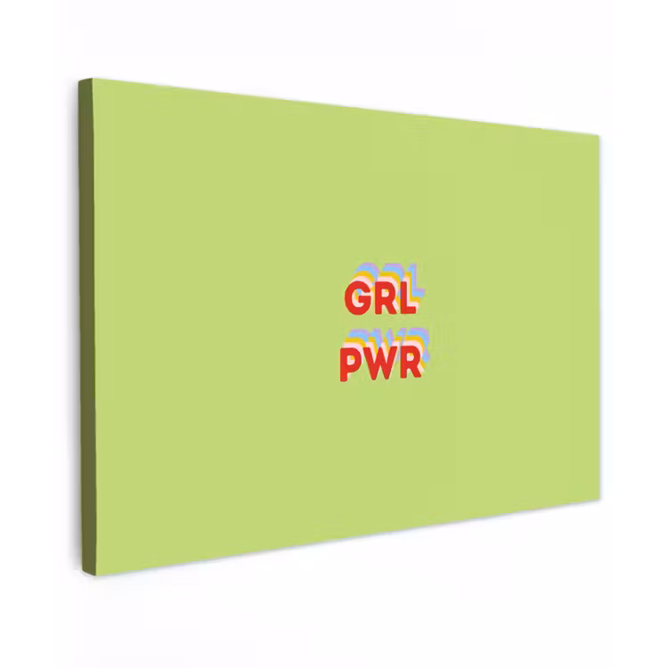 Grl pwr - Groen - Rood - 3D Tuinposter op houten frame 2 cm dik klein -3d