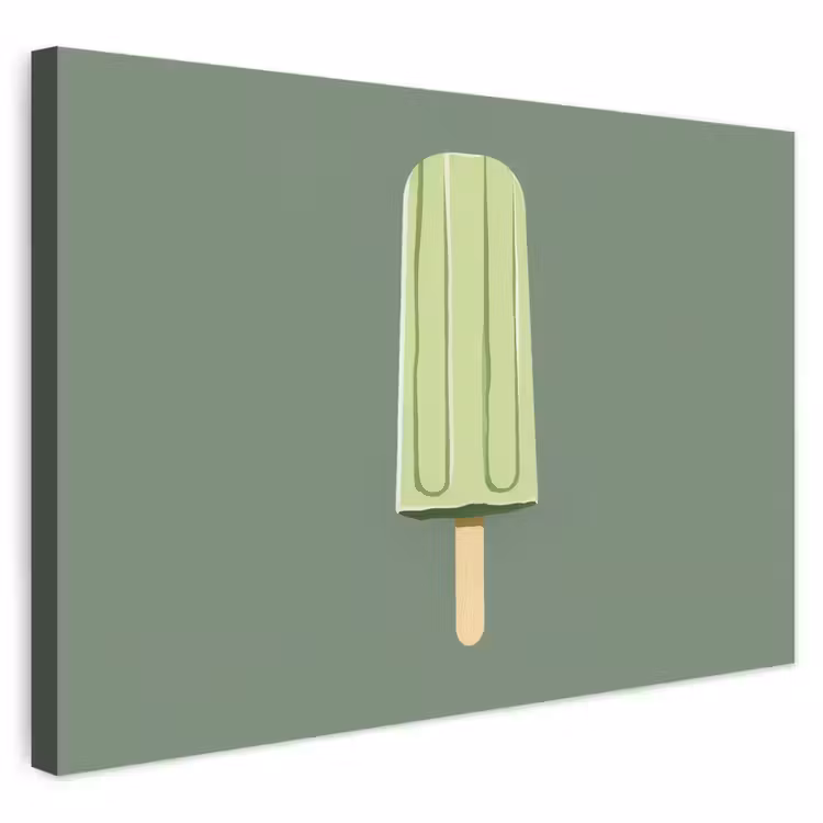 Groen - Waterijsje - Stokje - Illustratie Tuinposter op houten frame 2 cm dik klein -3d