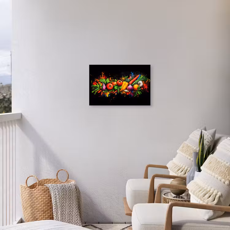 Groente - Eten - Kruiden - Graffiti - Koken Tuinposter op houten frame 2 cm dik klein -sfeer1