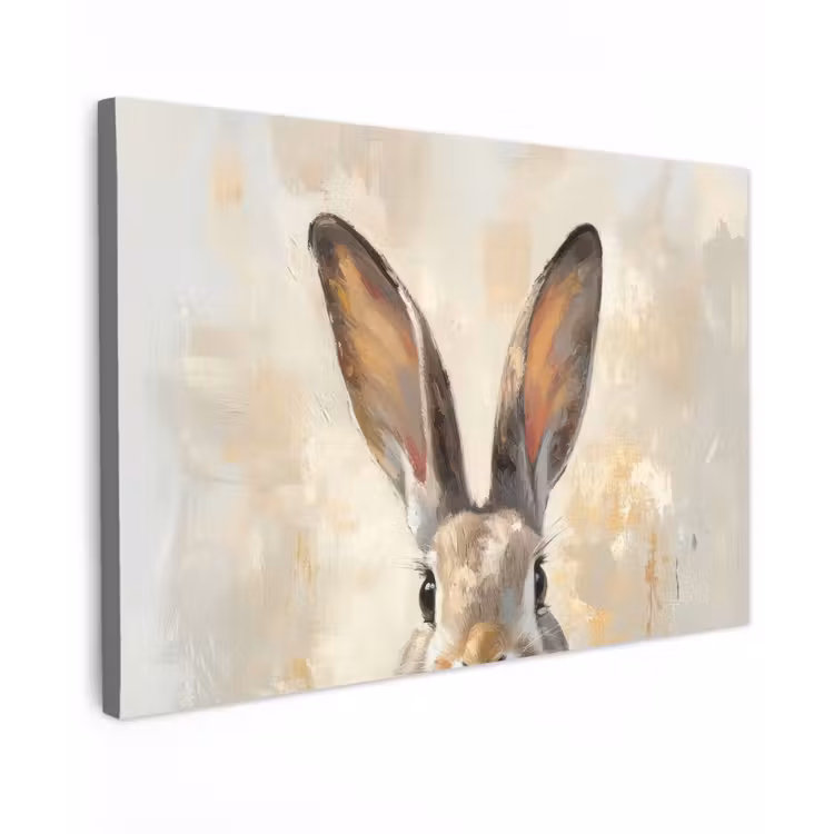 Haas - Oren - Bruin Tuinposter op houten frame 2 cm dik klein -3d