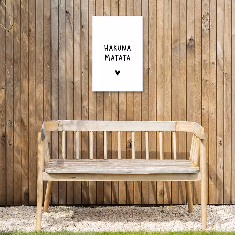 Hakuna matata - Quotes - Spreuken Tuinposter op houten frame 2 cm dik klein -sfeer4