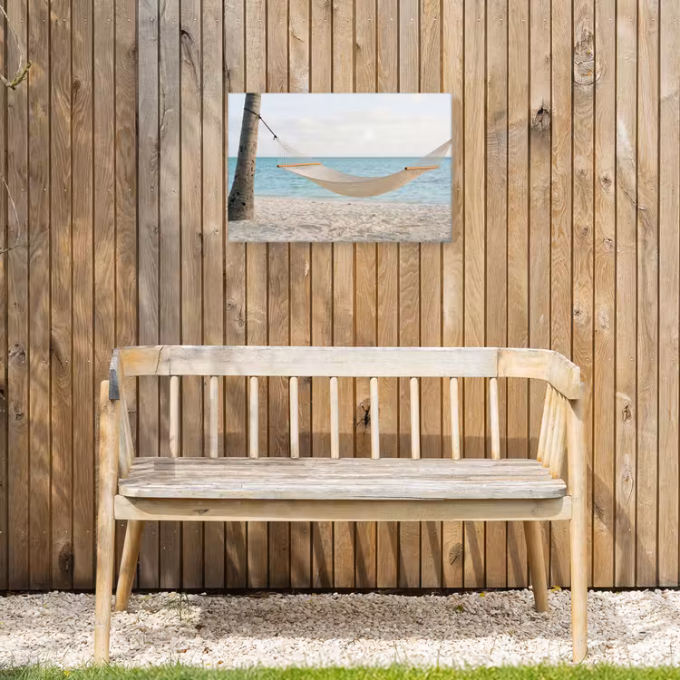 Hangmat - Strand - Wit Tuinposter op houten frame 2 cm dik klein -sfeer4