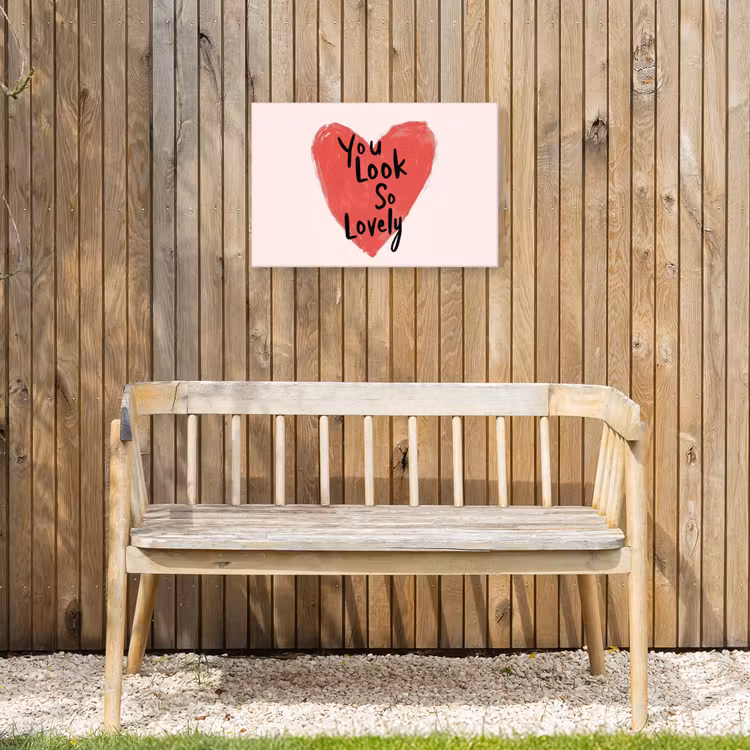 Hart - Rood - Valentijn Tuinposter op houten frame 2 cm dik klein -sfeer4