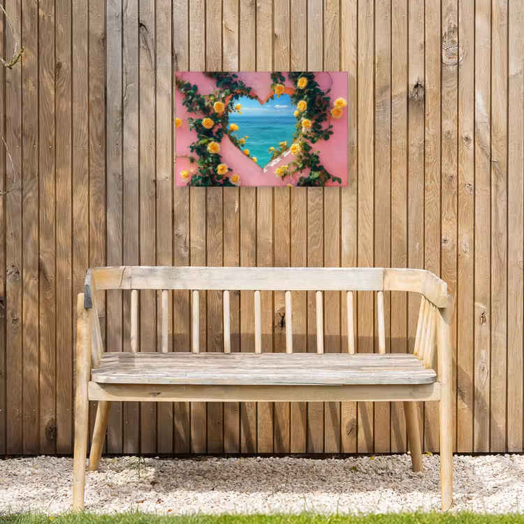 Hart - Zee - Muur Tuinposter op houten frame 2 cm dik klein -sfeer4