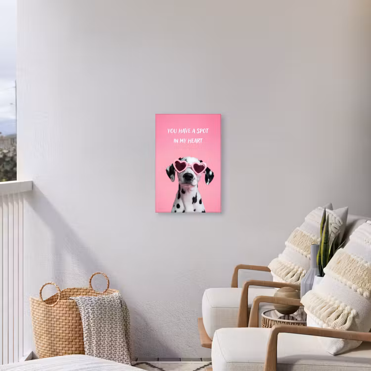 Hartjes - Hond - Valentijn - Roze Tuinposter op houten frame 2 cm dik klein -sfeer1