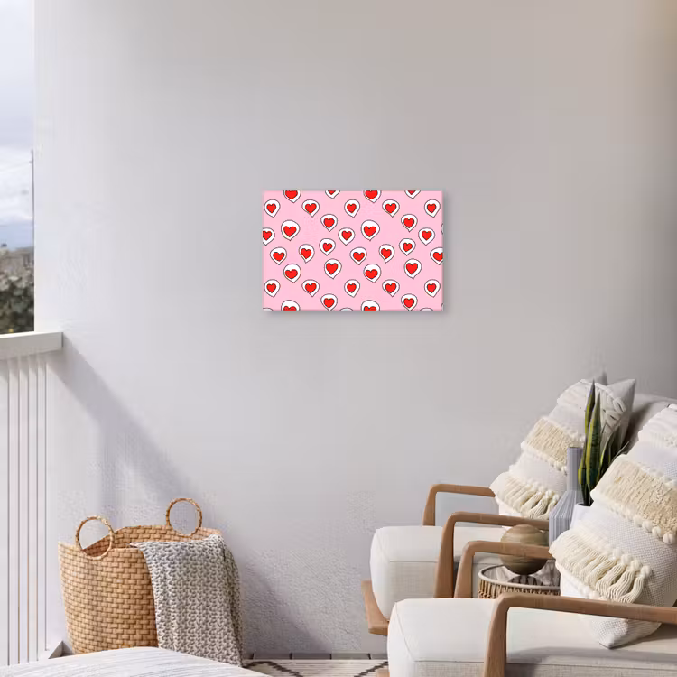 Hartjes - Patroon - Rood Tuinposter op houten frame 2 cm dik klein 845 -sfeer1