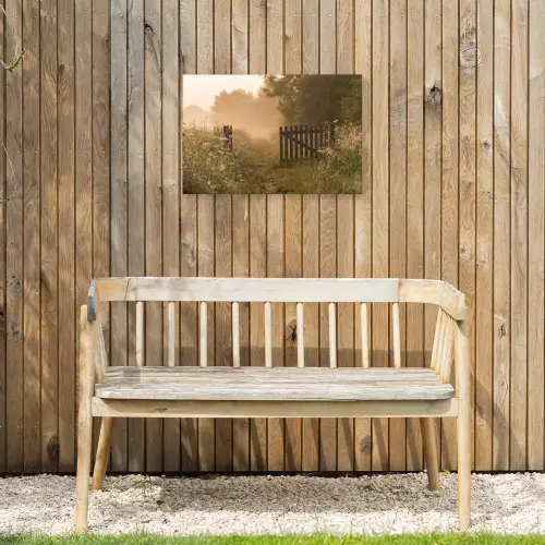 Hek - Natuur - Mist - Veld Tuinposter op houten frame 2 cm dik klein -sfeer4