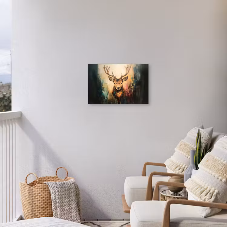 Hert - Geverfd - Gewei - Bruin Tuinposter op houten frame 2 cm dik klein -sfeer1