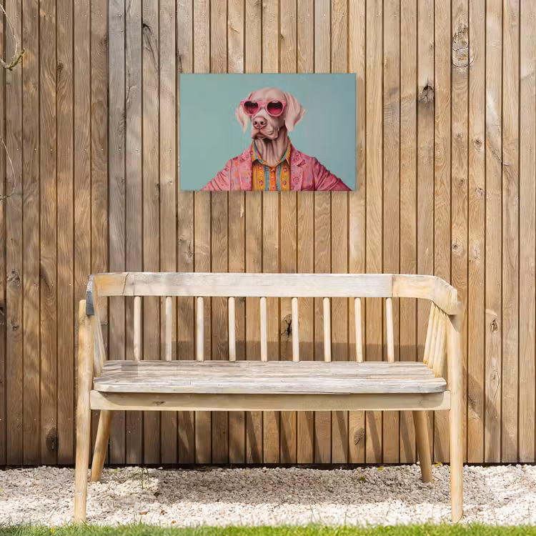 Hond - Overhemd - Bloemen - Bril Tuinposter op houten frame 2 cm dik klein -sfeer4