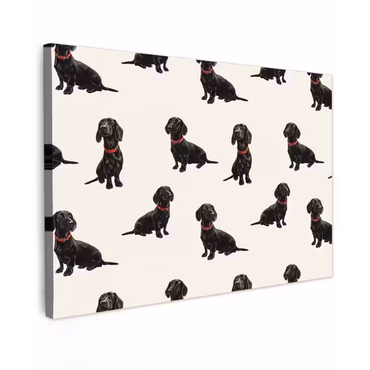 Hond - Patroon - Zwart Tuinposter op houten frame 2 cm dik klein 845 -3d