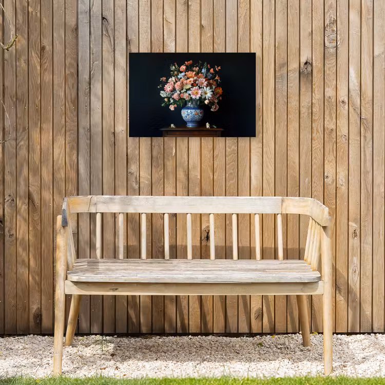 Hout - Vaas - Kleuren - Bloemen Tuinposter op houten frame 2 cm dik klein -sfeer4