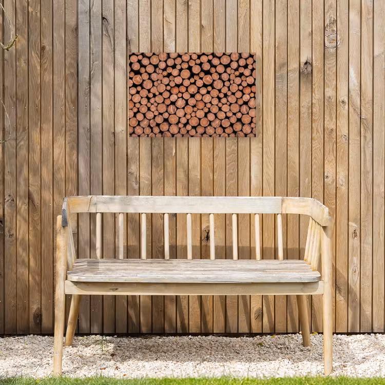 Houtblokken - Textuur - Patroon - Bruin - Rustiek Tuinposter op houten frame 2 cm dik klein -sfeer4