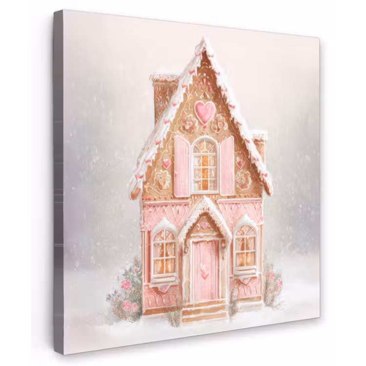 Huisje - Suiker - Pastel Tuinposter op houten frame 2 cm dik middel -3d