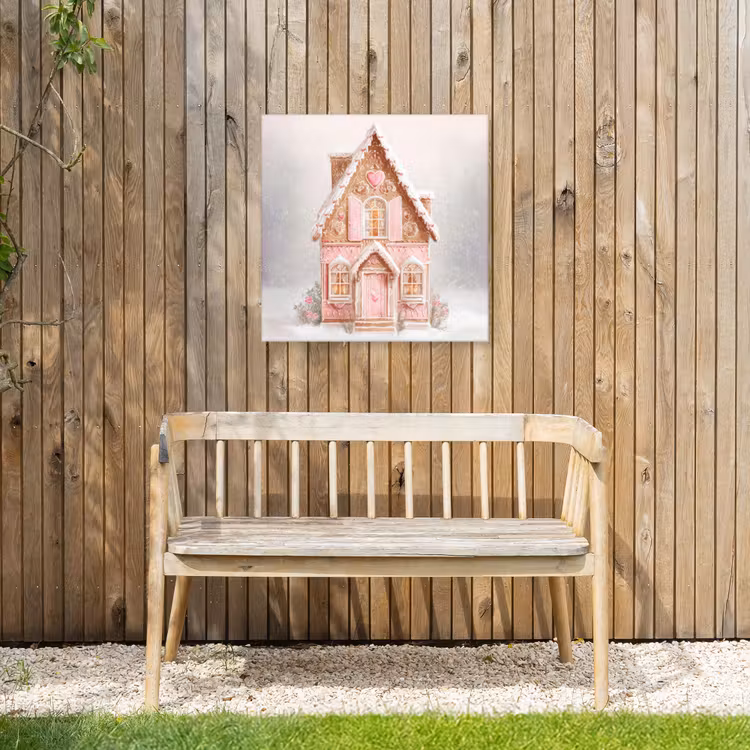 Huisje - Suiker - Pastel Tuinposter op houten frame 2 cm dik middel -sfeer4