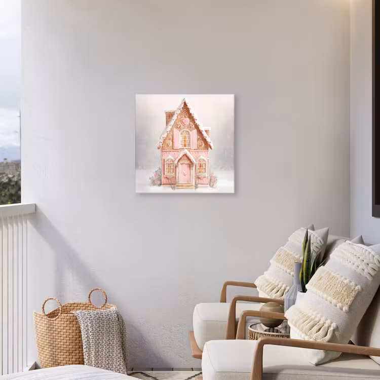 Huisje - Suiker - Pastel Tuinposter op houten frame 2 cm dik middel -sfeer1