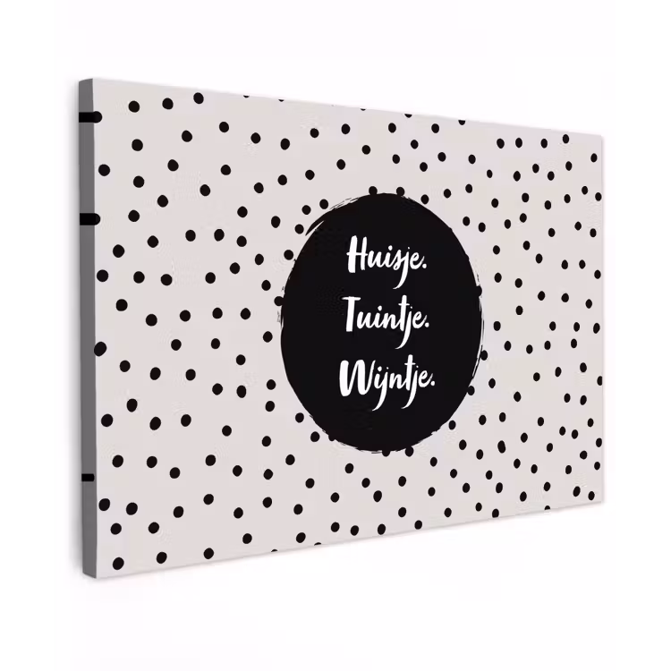 Huisje. Tuintje. Wijntje - Quotes - Tekst - Wijn - Tuin Tuinposter op houten frame 2 cm dik klein -3d