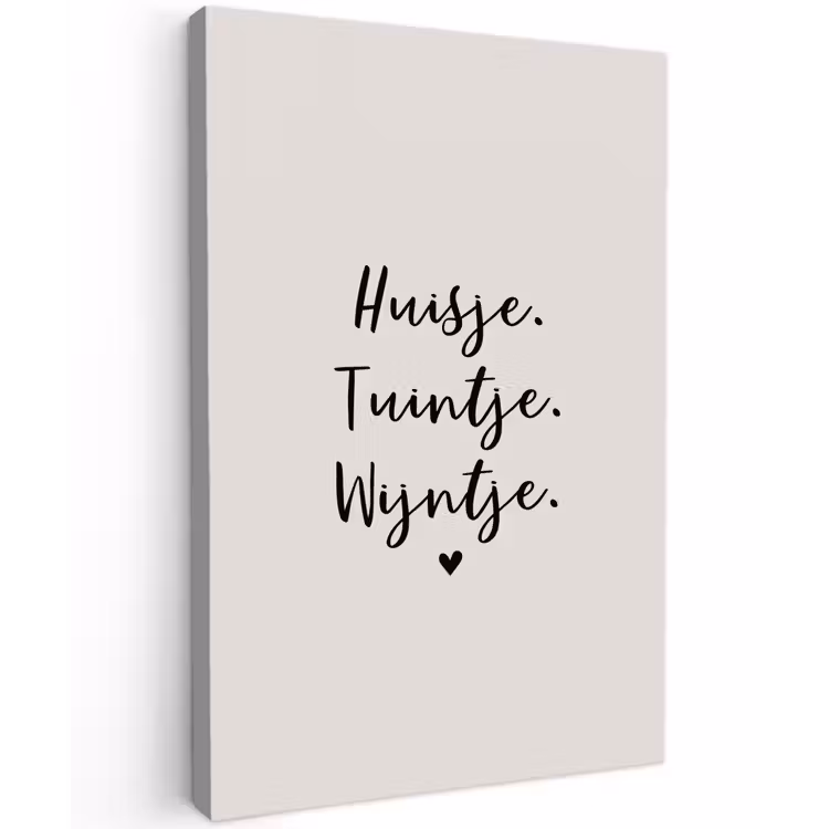 huisjetuintjewijntje-beige Tuinposter op houten frame 2 cm dik klein -3d