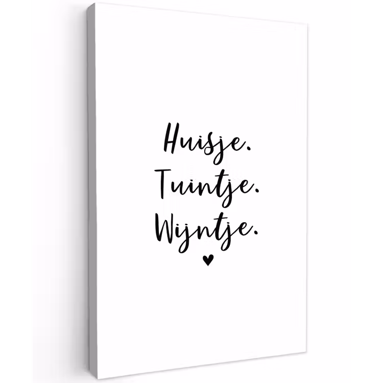 huisjetuintjewijntje-wit Tuinposter op houten frame 2 cm dik klein -3d