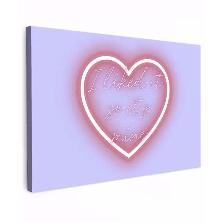 I liked it so it's mine - Neon hart - Paars Tuinposter op houten frame 2 cm dik klein -3d