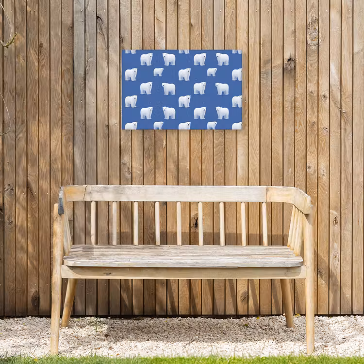 IJsbeer - Patroon - Blauw Tuinposter op houten frame 2 cm dik klein 845 -sfeer4