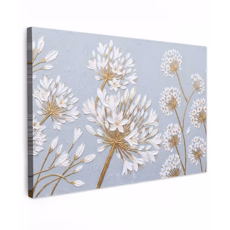Illustratie - Bloemen - Blauw Tuinposter op houten frame 2 cm dik klein -3d