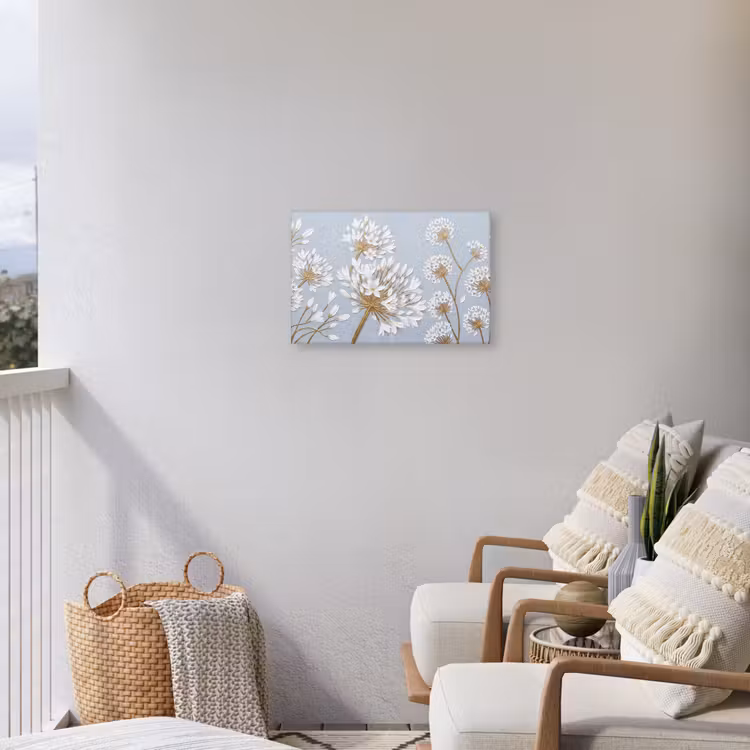 Illustratie - Bloemen - Blauw Tuinposter op houten frame 2 cm dik klein -sfeer1