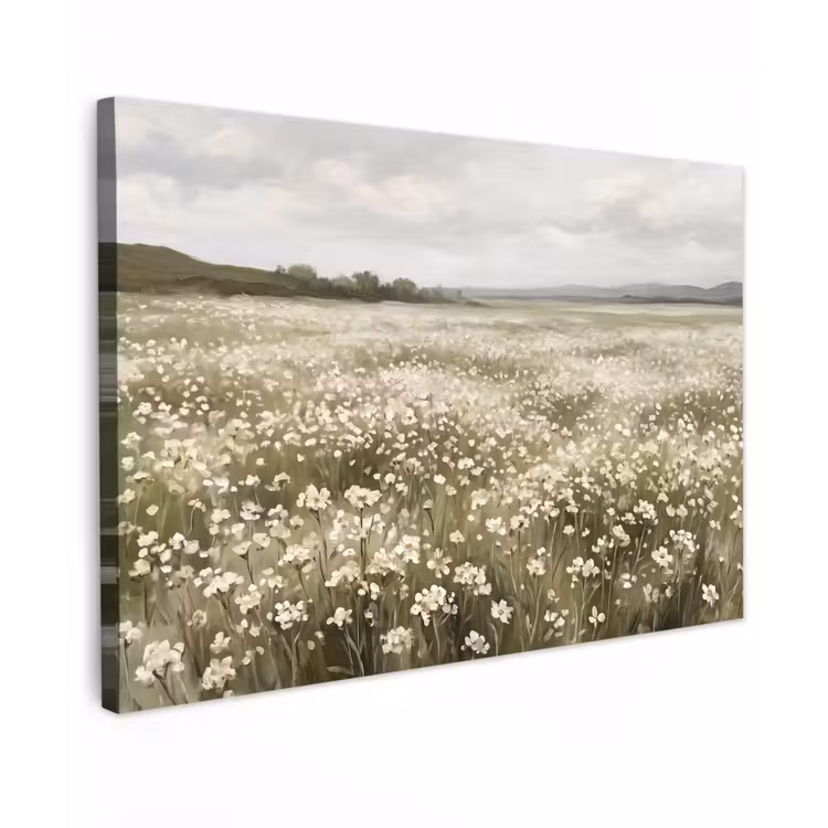 Illustratie - Landschap - Wit Tuinposter op houten frame 2 cm dik klein -3d