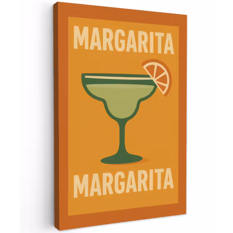 Illustratie - Margarita - Sinaasappelschijf - Oranje Tuinposter op houten frame 2 cm dik klein -3d