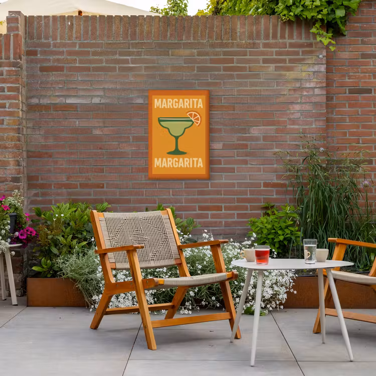 Illustratie - Margarita - Sinaasappelschijf - Oranje Tuinposter op houten frame 2 cm dik klein -sfeer3