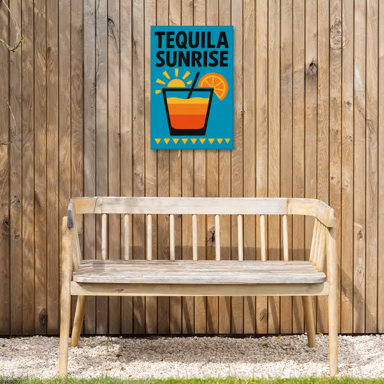 Illustratie - Tequila - Glas - Blauw Tuinposter op houten frame 2 cm dik klein -sfeer4
