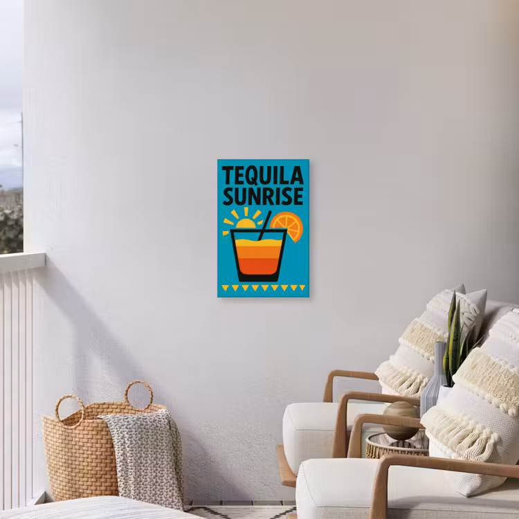 Illustratie - Tequila - Glas - Blauw Tuinposter op houten frame 2 cm dik klein -sfeer1