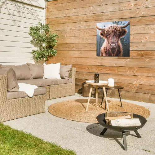 Imposante Hooglander in de Natuur Tuinposter op houten frame 2 cm dik middel -sfeer2