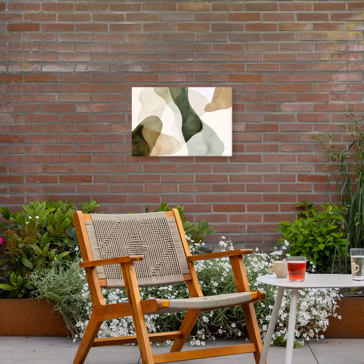 Japandi - Abstract - Groen Tuinposter op houten frame 2 cm dik klein -sfeer3