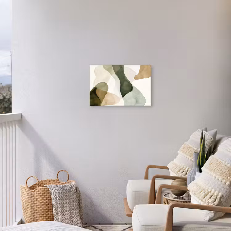 Japandi - Abstract - Groen Tuinposter op houten frame 2 cm dik klein -sfeer1