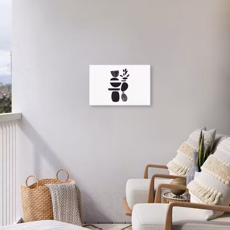 Japandi - Zwart - Abstract Tuinposter op houten frame 2 cm dik klein -sfeer1