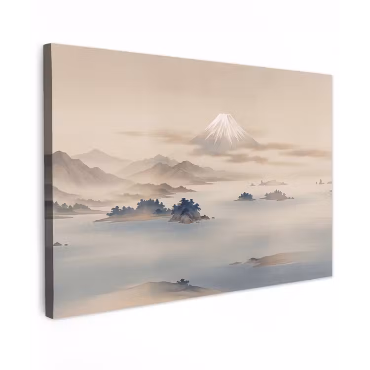 Japans - Landschap - Beige Tuinposter op houten frame 2 cm dik klein -3d