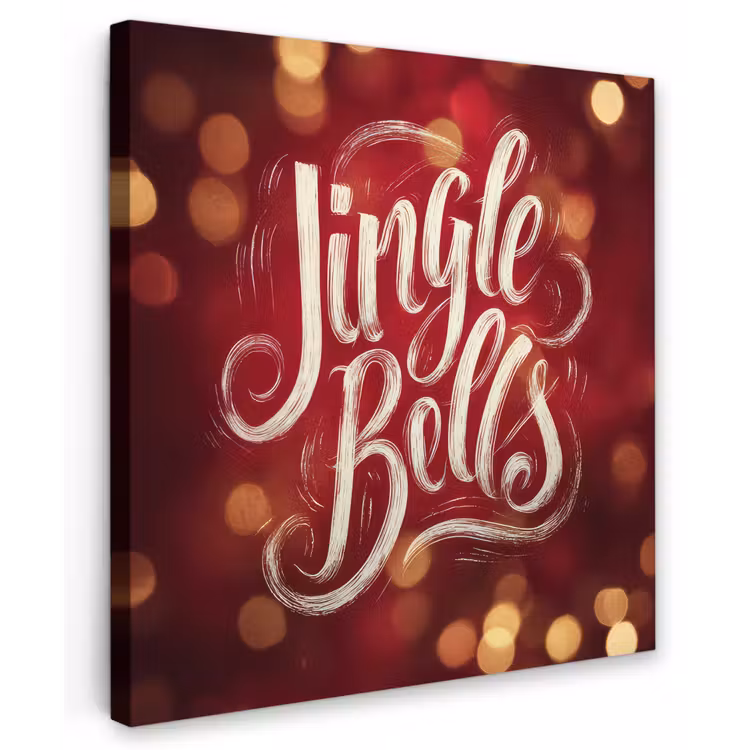 Jingle - Bells - Kerst - Rood Tuinposter op houten frame 2 cm dik middel -3d