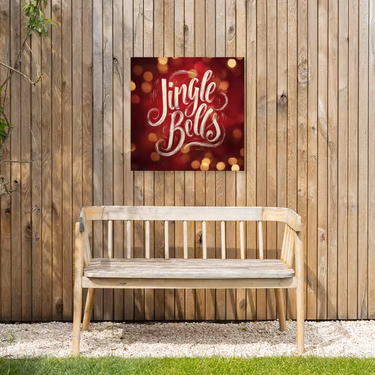 Jingle - Bells - Kerst - Rood Tuinposter op houten frame 2 cm dik middel -sfeer4
