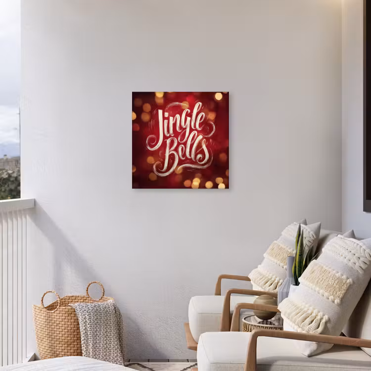 Jingle - Bells - Kerst - Rood Tuinposter op houten frame 2 cm dik middel -sfeer1