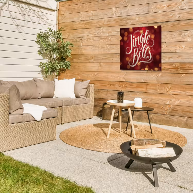 Jingle - Bells - Kerst - Rood Tuinposter op houten frame 2 cm dik middel -sfeer2