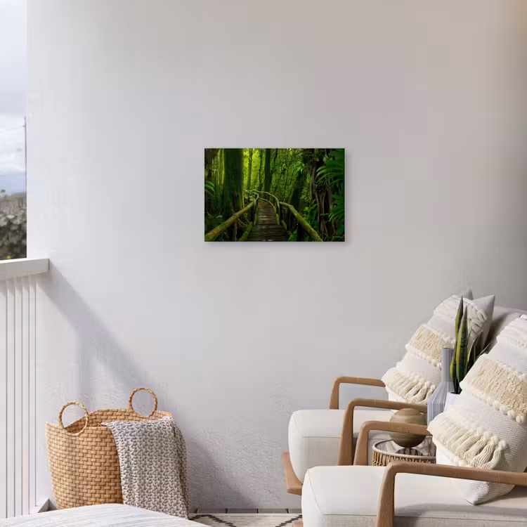 Jungle - Brug - Mos - Natuur - Tropisch Tuinposter op houten frame 2 cm dik klein -sfeer1